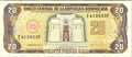 DOMINICAN REPUBLIC-20 PESOS ORO-1990-SERIAL NUMBER E Better Grade