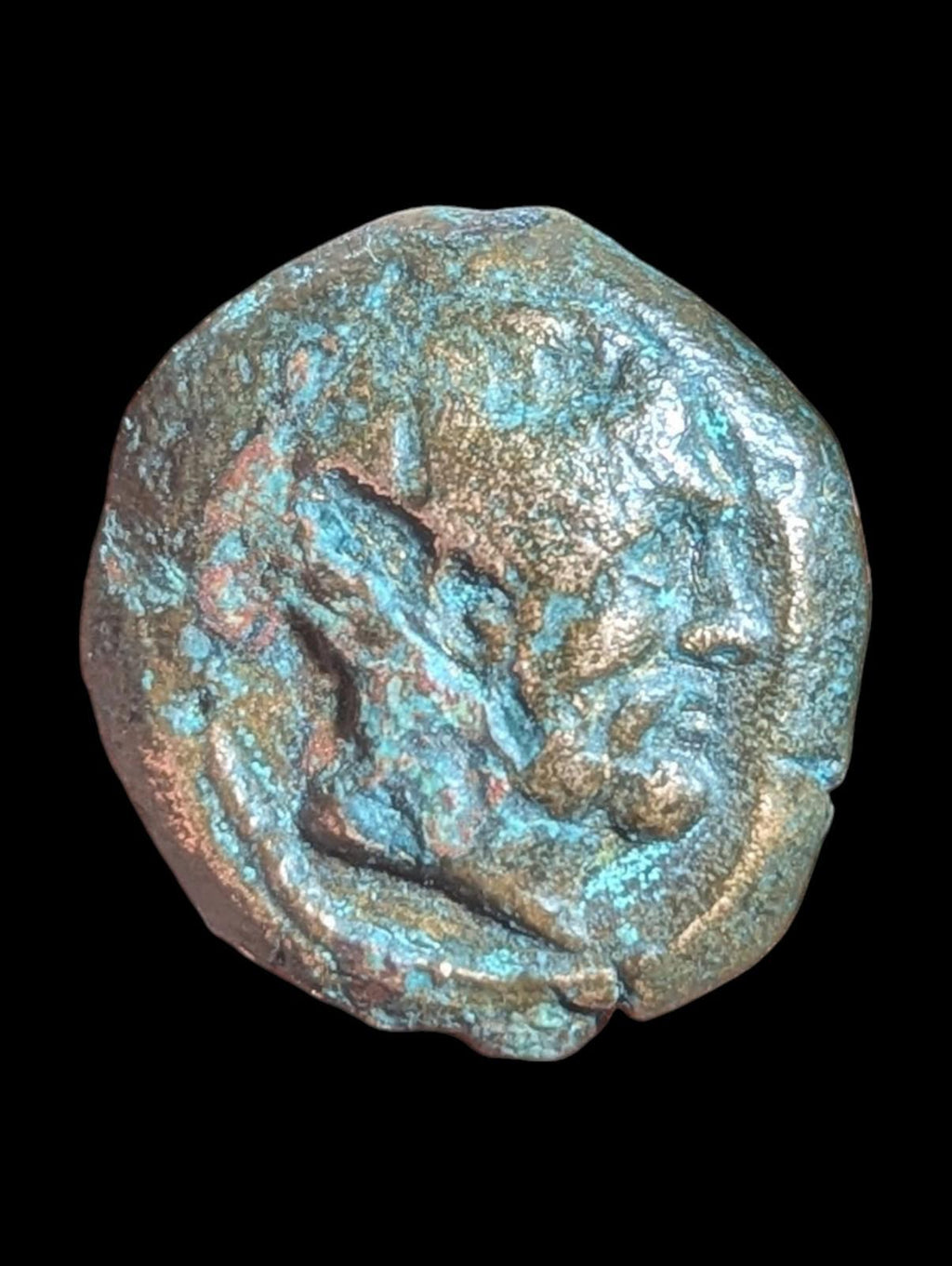 Ancient : Indo-Greeks, King of Bactria, Euthydemos c. 230-190 BC Copper Chalkon