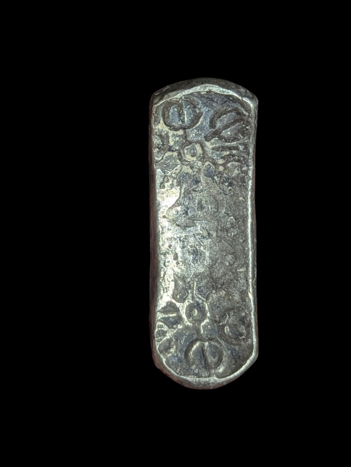 ⭐INDIA⭐. Ancient GANDHARA JANAPADA Authentic OLD 600 B.C Silver Coin Bent Bar.
