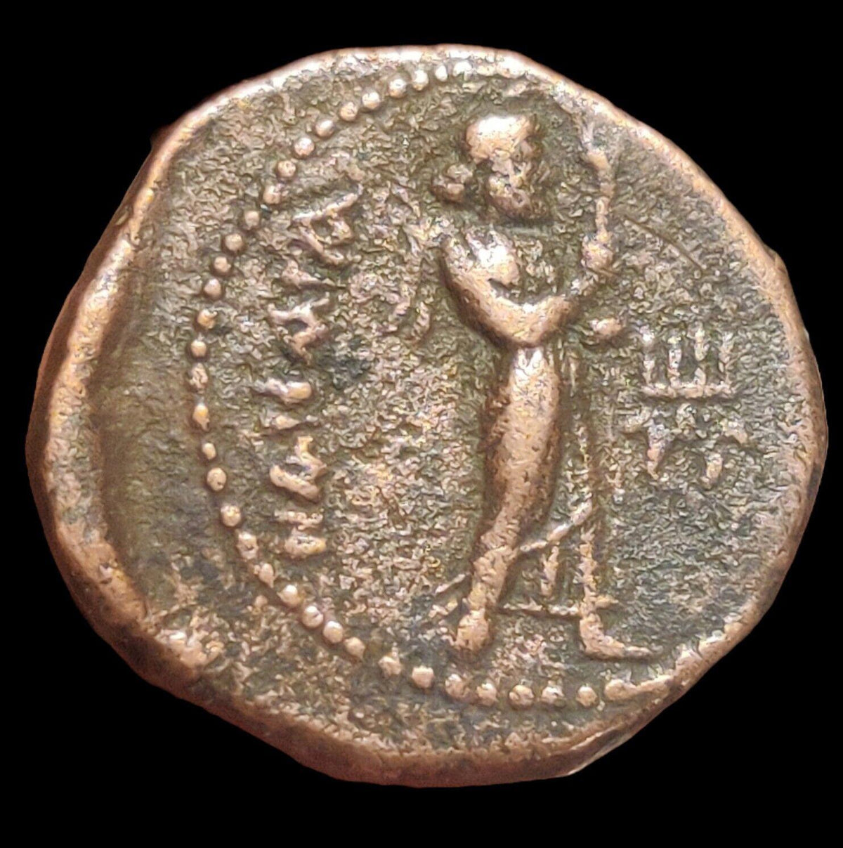 INDIA, KUSHAN: Kanishka I AE didrachm or half unit, Goddess Nana, VERY RARE!.