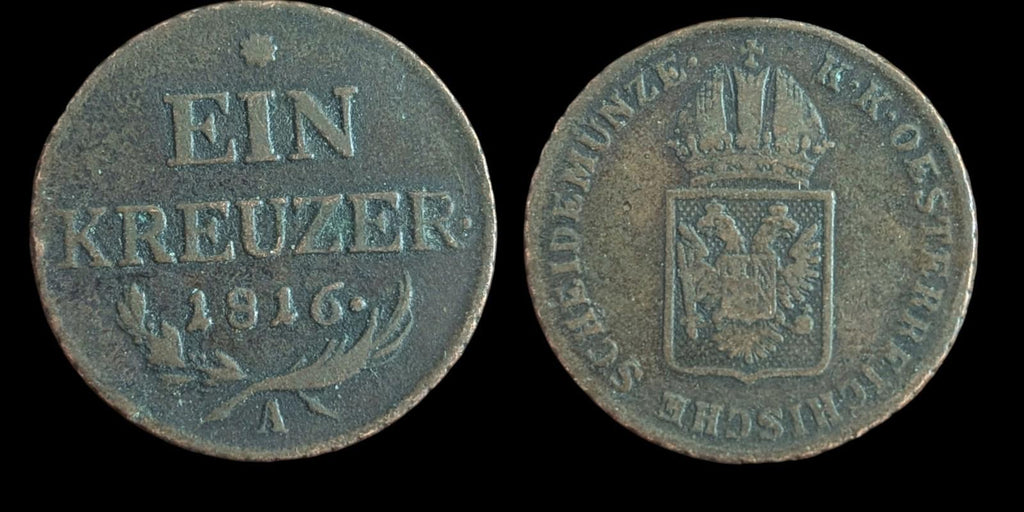 Pièce Autriche 1816 A 1 kreuzer, pièce autrichienne, François Ier de Habsbourg,