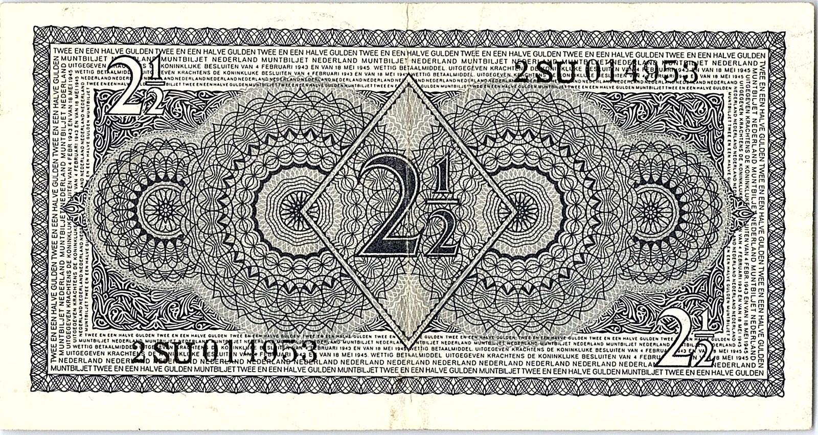 Netherlands, 2 1/2 Gulden 1949 Better Grade