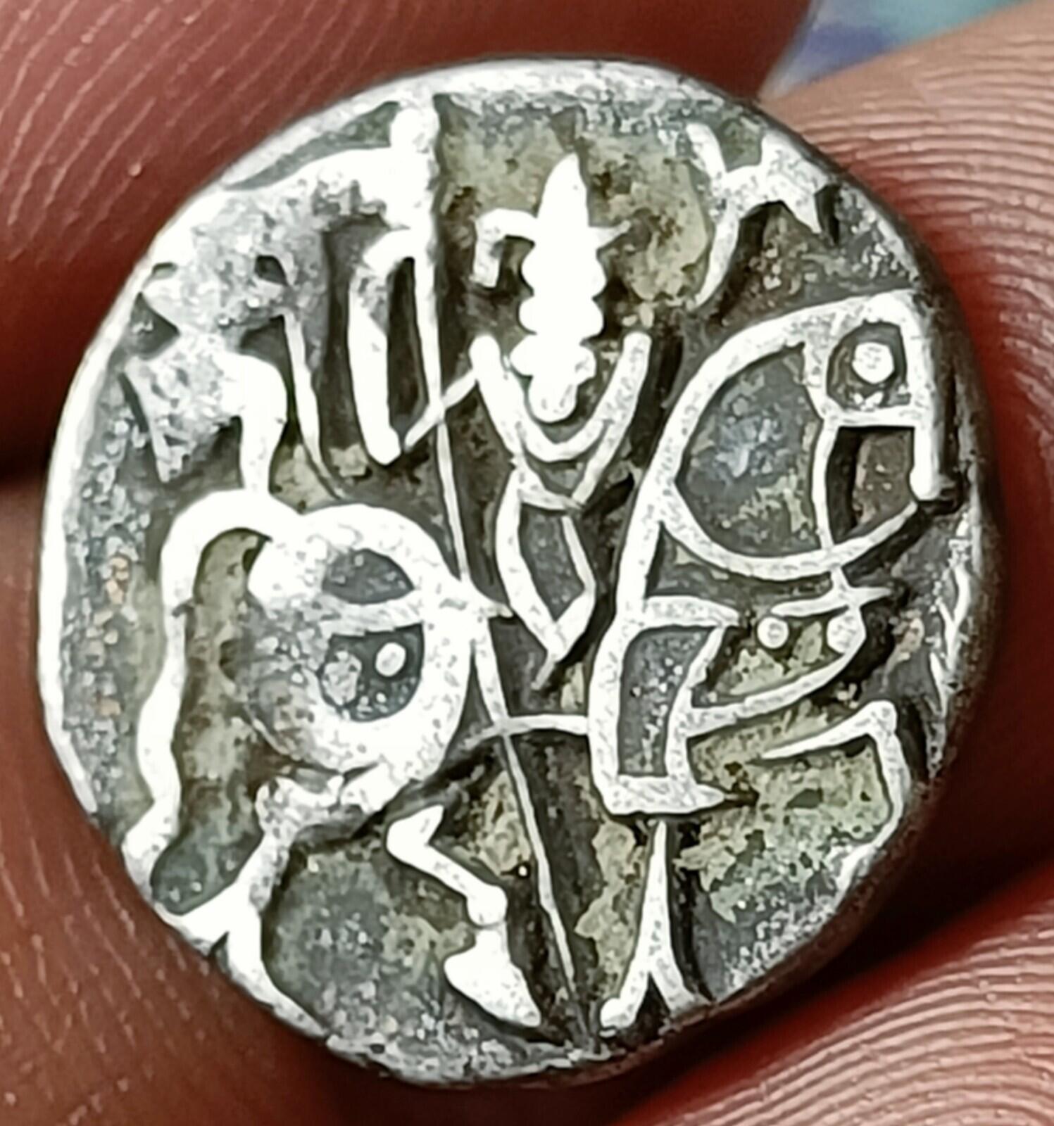 #PD20#Indian Indus valley Area Samanta Deva (850 AD) silver HORSE & BULL coin.