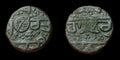 India-Sikh Empire Copper paisa Top grade Cross SYMBOL With Double Border