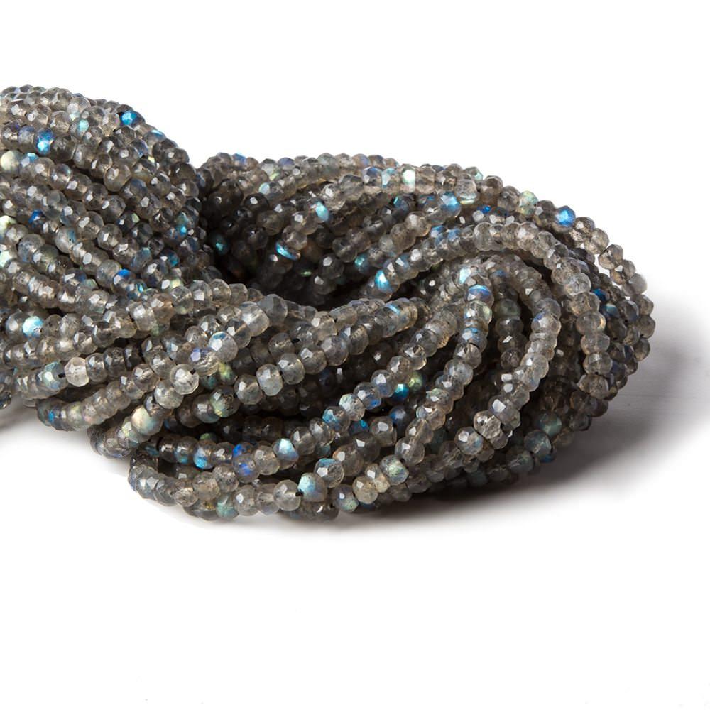 4mm Labradorite Hand Faceted Rondelle Beads 13.5 inch 144 beads