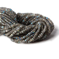 4mm Labradorite Hand Faceted Rondelle Beads 13.5 inch 144 beads