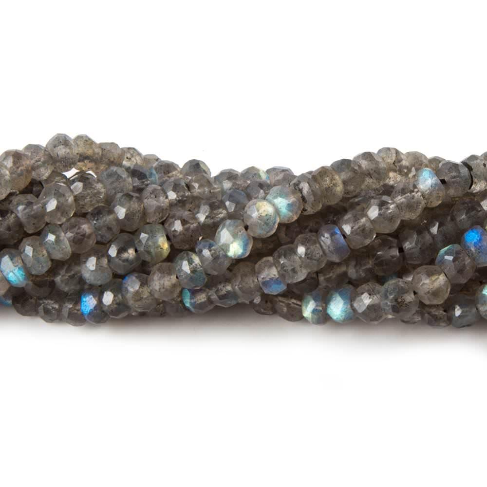 4mm Labradorite Hand Faceted Rondelle Beads 13.5 inch 144 beads