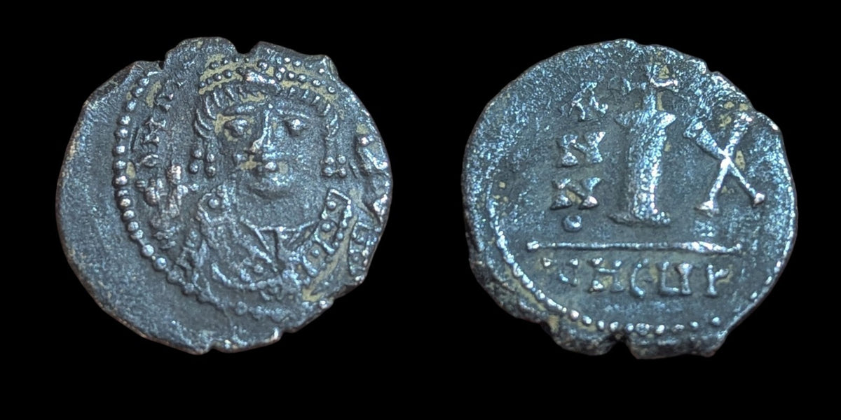 Demi Follis byzantin 593-4 Antioche, Maurice Tibère, Bronze Thessalonique