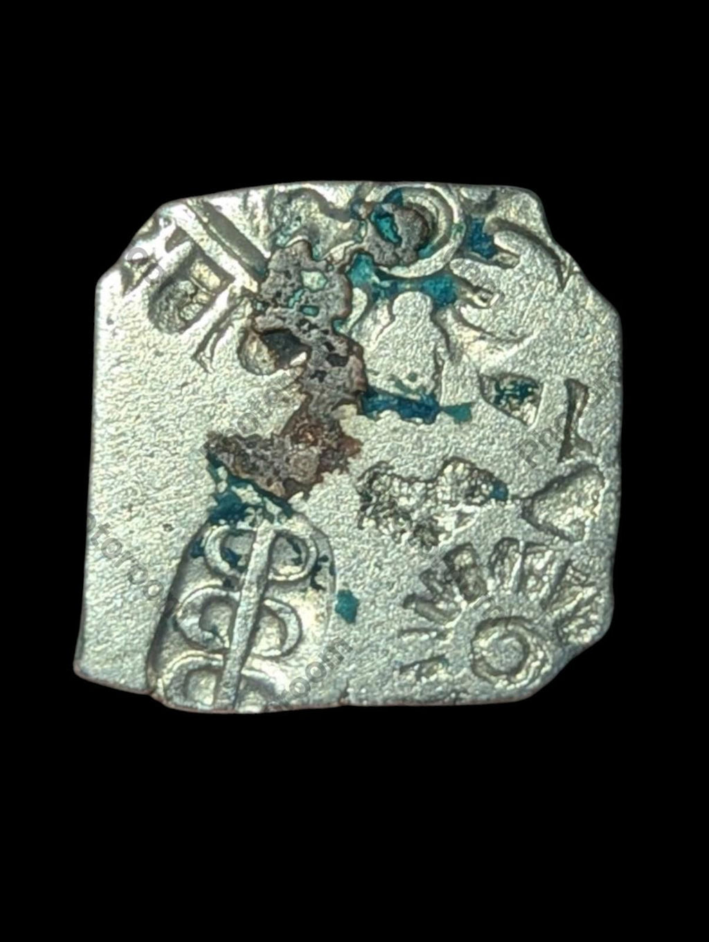 India Bengal INDUS Valley Mayuriyan Punch silver Coin 300 BC PLANT Symbol ☘️