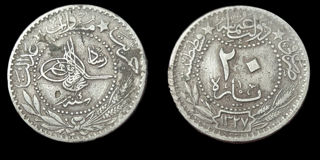 OTTOMAN TURKEY. 20 PARA, 1912. MUHAMMAD V. YEAR 4.