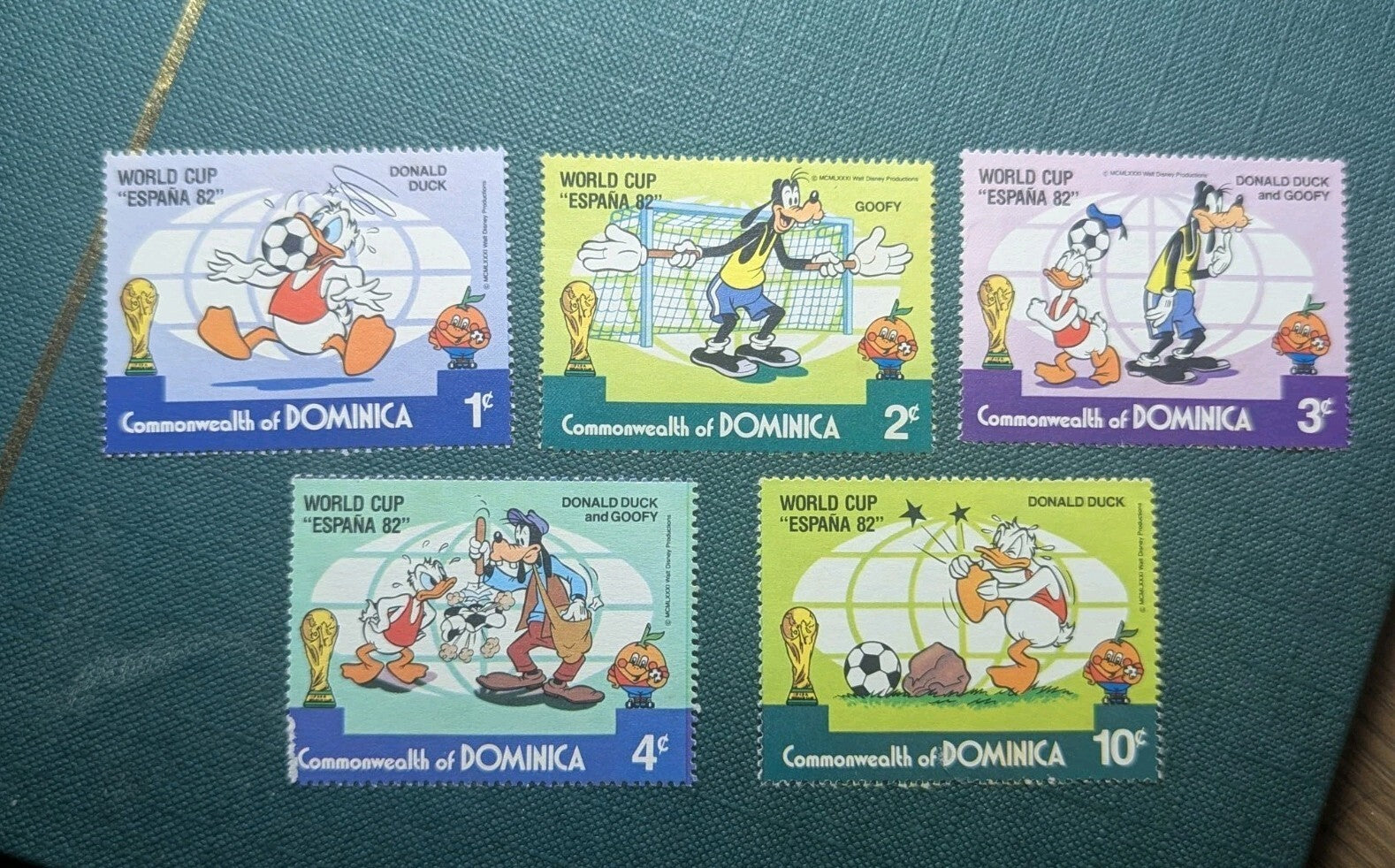 1982 Disney World Cup Football/Soccer Stamps Dominica Postage Stamps (Set of 5)