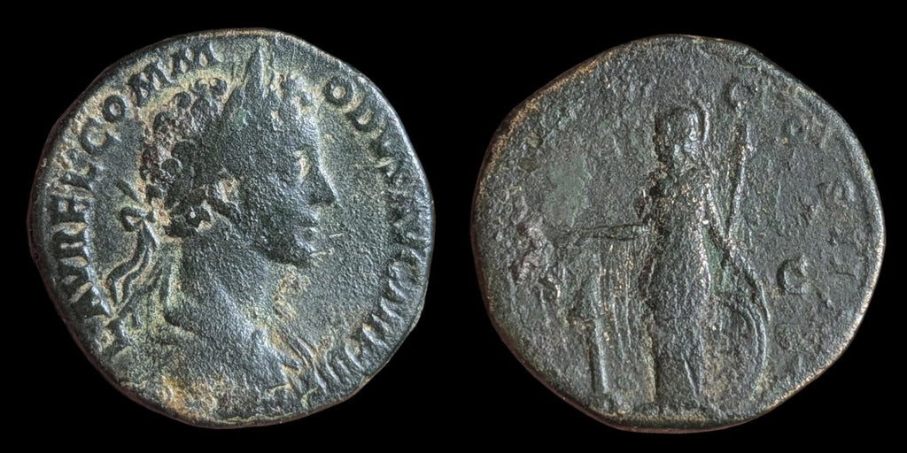 EMPEROR COMMODUS Ancient Roman Coin Sestertius 179AD MINERVA - RIC1599