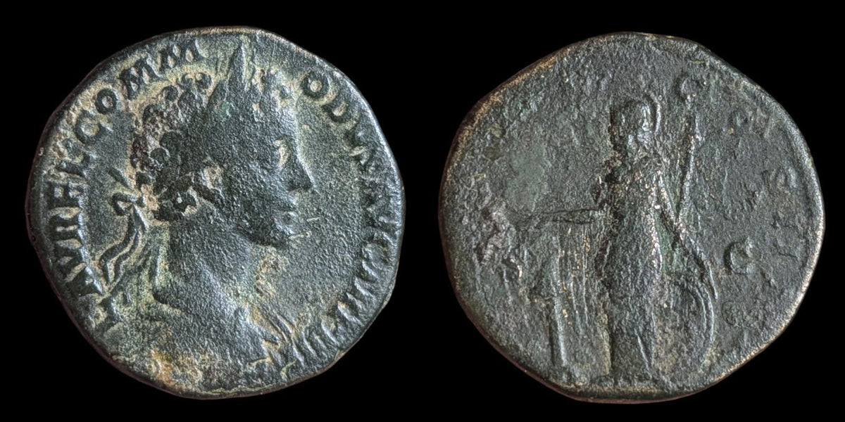 EMPEROR COMMODUS Ancient Roman Coin Sestertius 179AD MINERVA - RIC1599