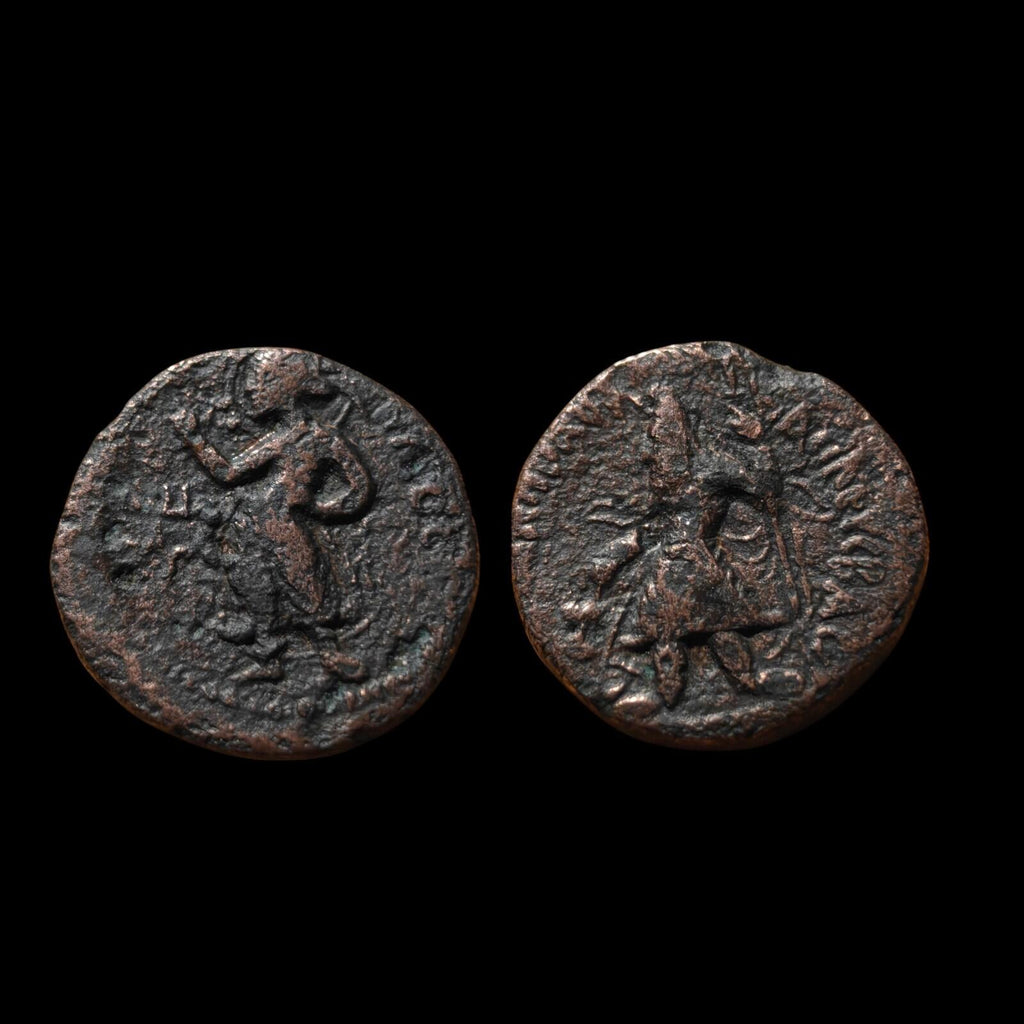 Kushan Empire Drachm Ancient India Kanishka I AD 120-150 Bronze Coin, 7.6 Grams