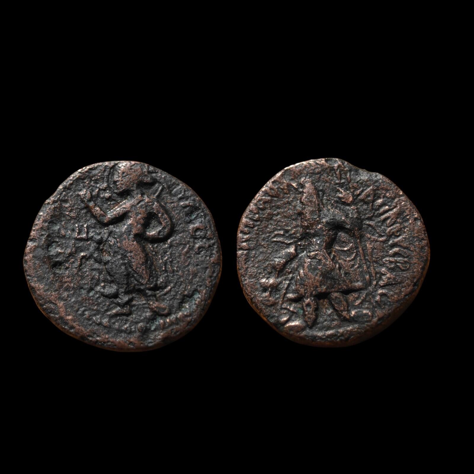 Kushan Empire Drachm Ancient India Kanishka I AD 120-150 Bronze Coin, 7.6 Grams