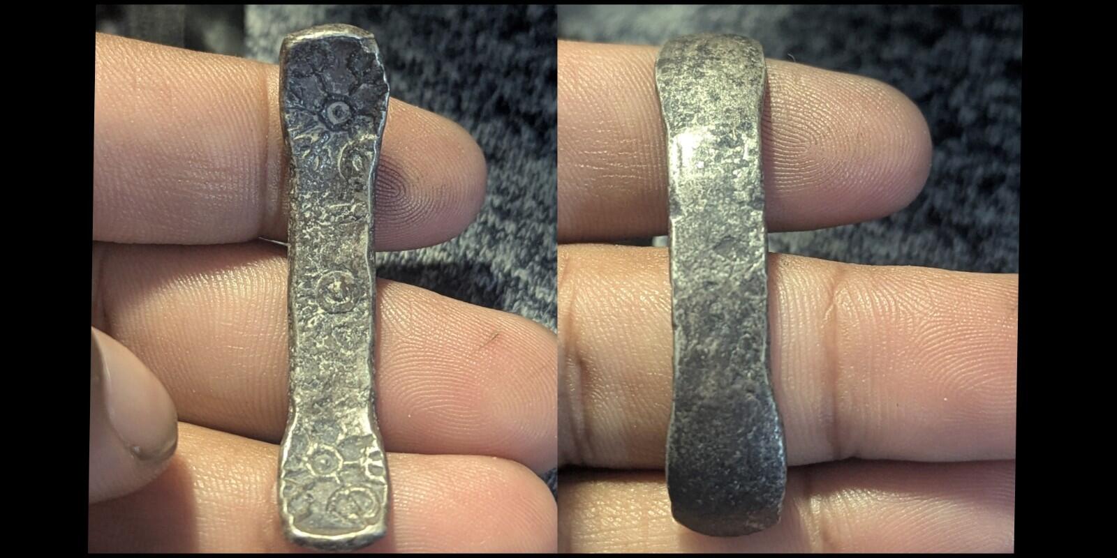 ⭐INDIA⭐. Ancient GANDHARA JANAPADA Authentic OLD 600 B.C Silver Coin Bent Bar