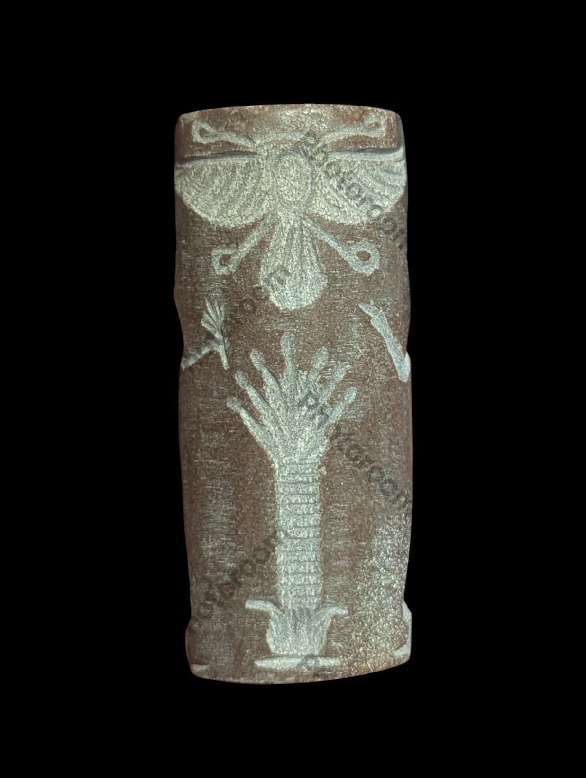 Agate Stone King Ancient Near Eastern  Cylinder Intaglio Bead