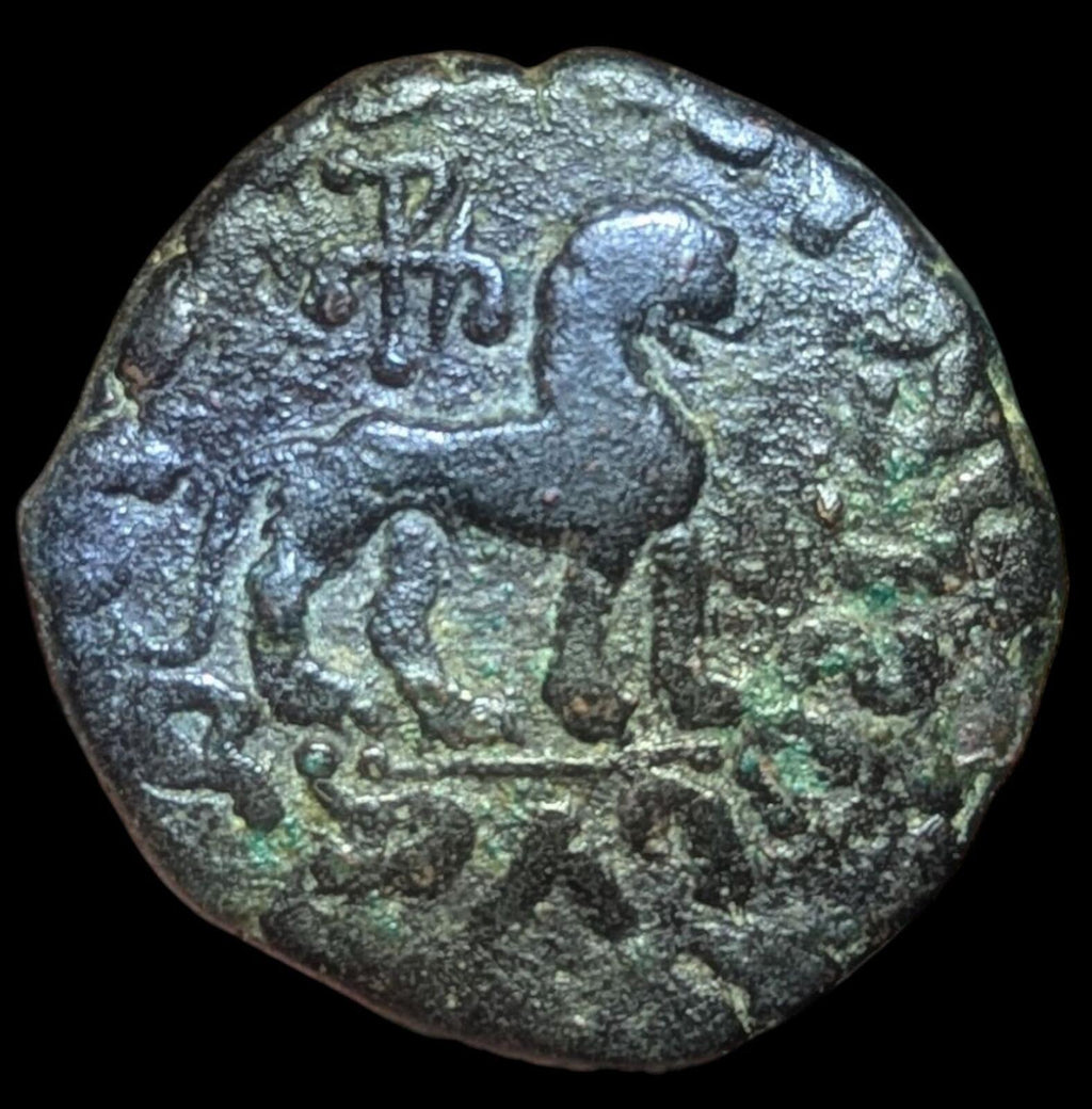 Royaume indo-scythe, Azes I - Ancienne pièce de monnaie grecque authentique, Bœuf, Lion