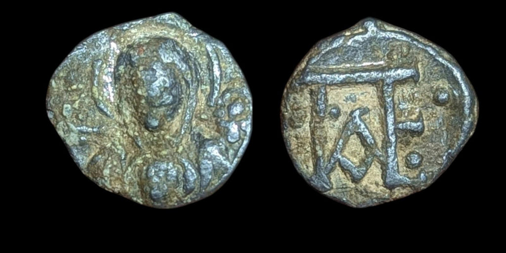 Ancient Byzantine 6th Century Seal Circa Nimbate bust Virgin Mary