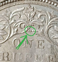#Vo58#Victoria-British India Silver Rupee-1862-2/0 Dot Bombay briliant UNC Grade