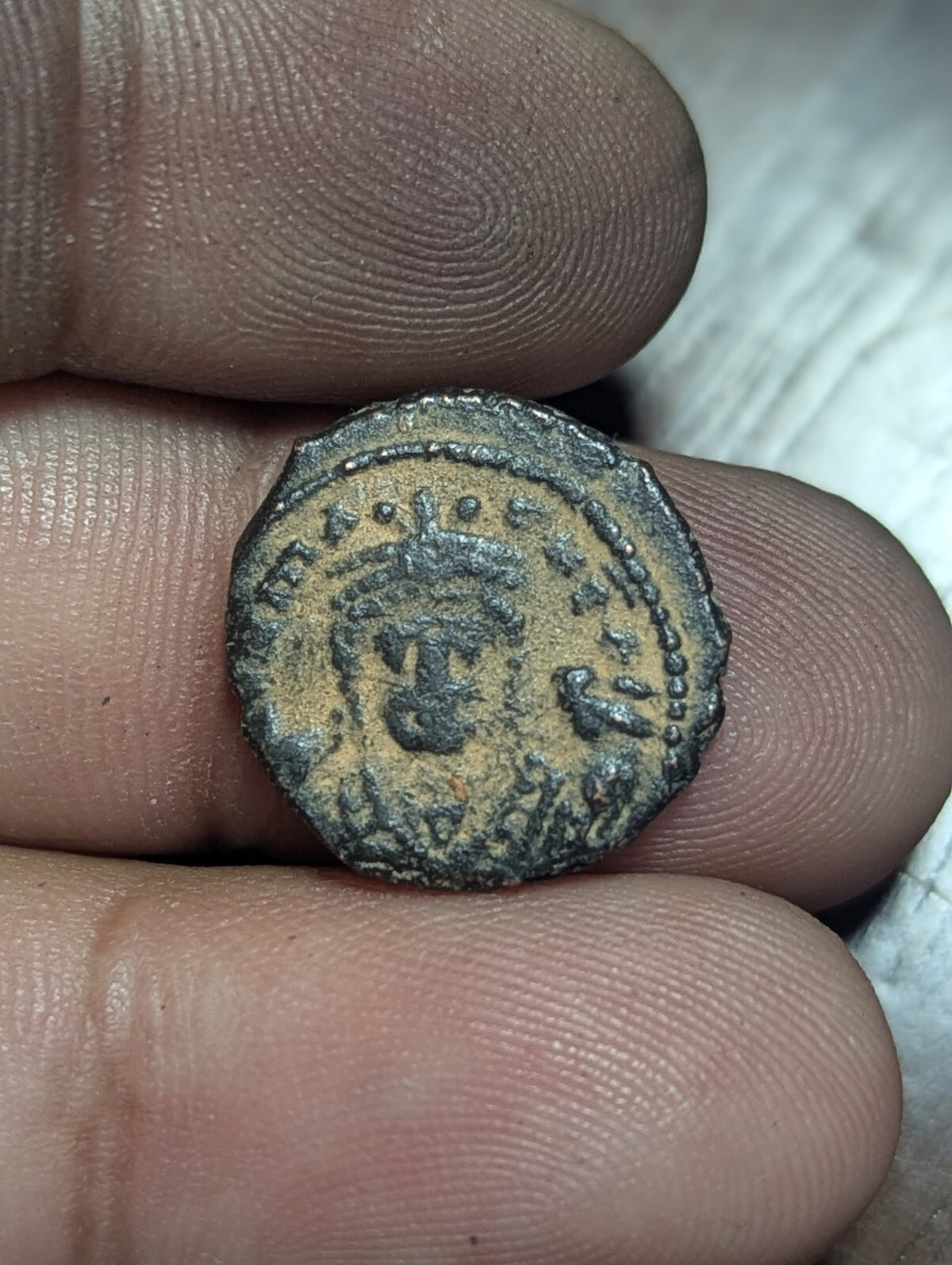 Byzantine Half Follis 593-4 Antioch Coin, Maurice Tiberius, Bronze Thessalonica