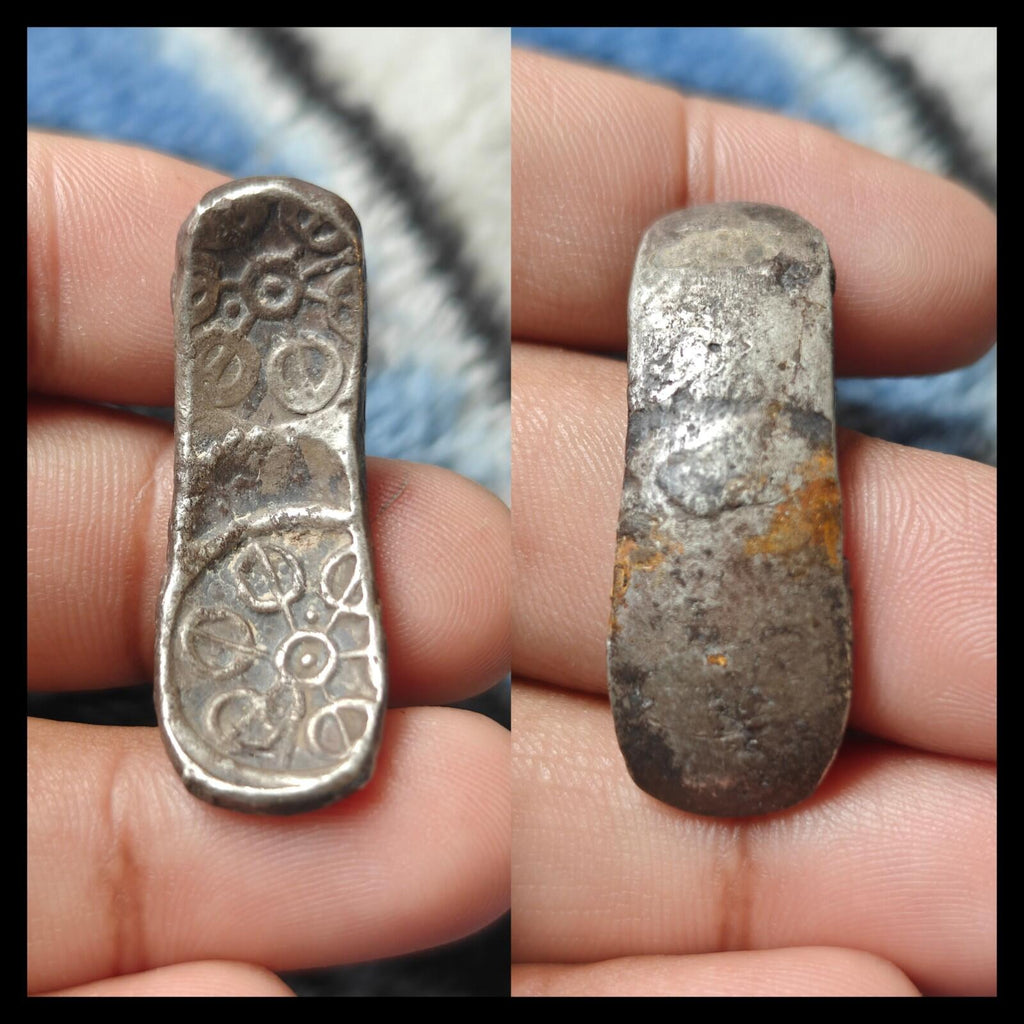 ⭐INDIA⭐. Ancient GANDHARA JANAPADA Authentic OLD 600 B.C Debased Coin Bent Bar.x