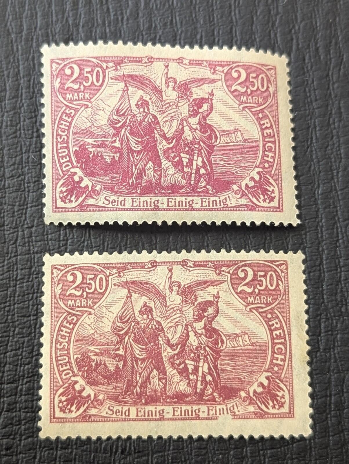 2 Pcs Stamp Germany Deutsches Reich 2,50 Mark 1920 Müller Mi. Nr. 115