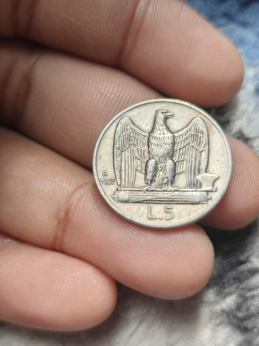 ITALY 5 Lire 1929 R - Silver 0.835 - Vittorio Emanuele III Uncirculated.