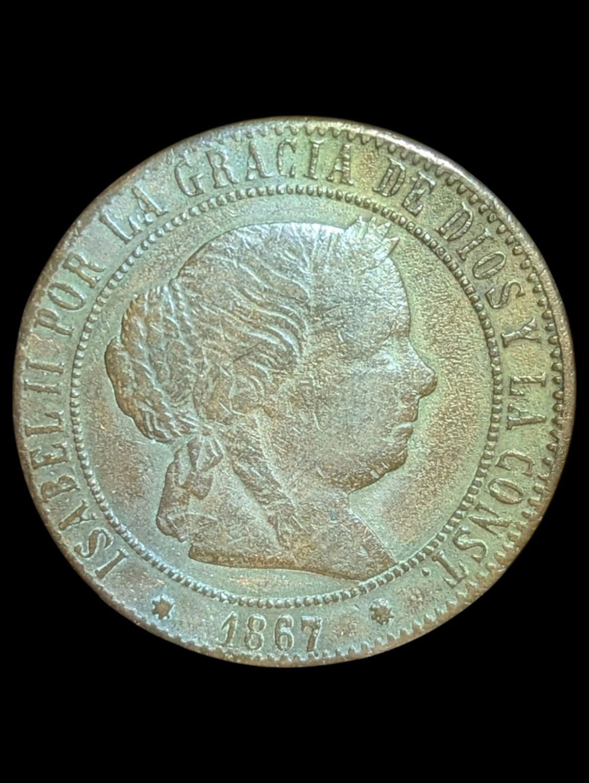 Espagne espagnol - Isabelle II, 5 Cents de 1867 Écu. Barcelone