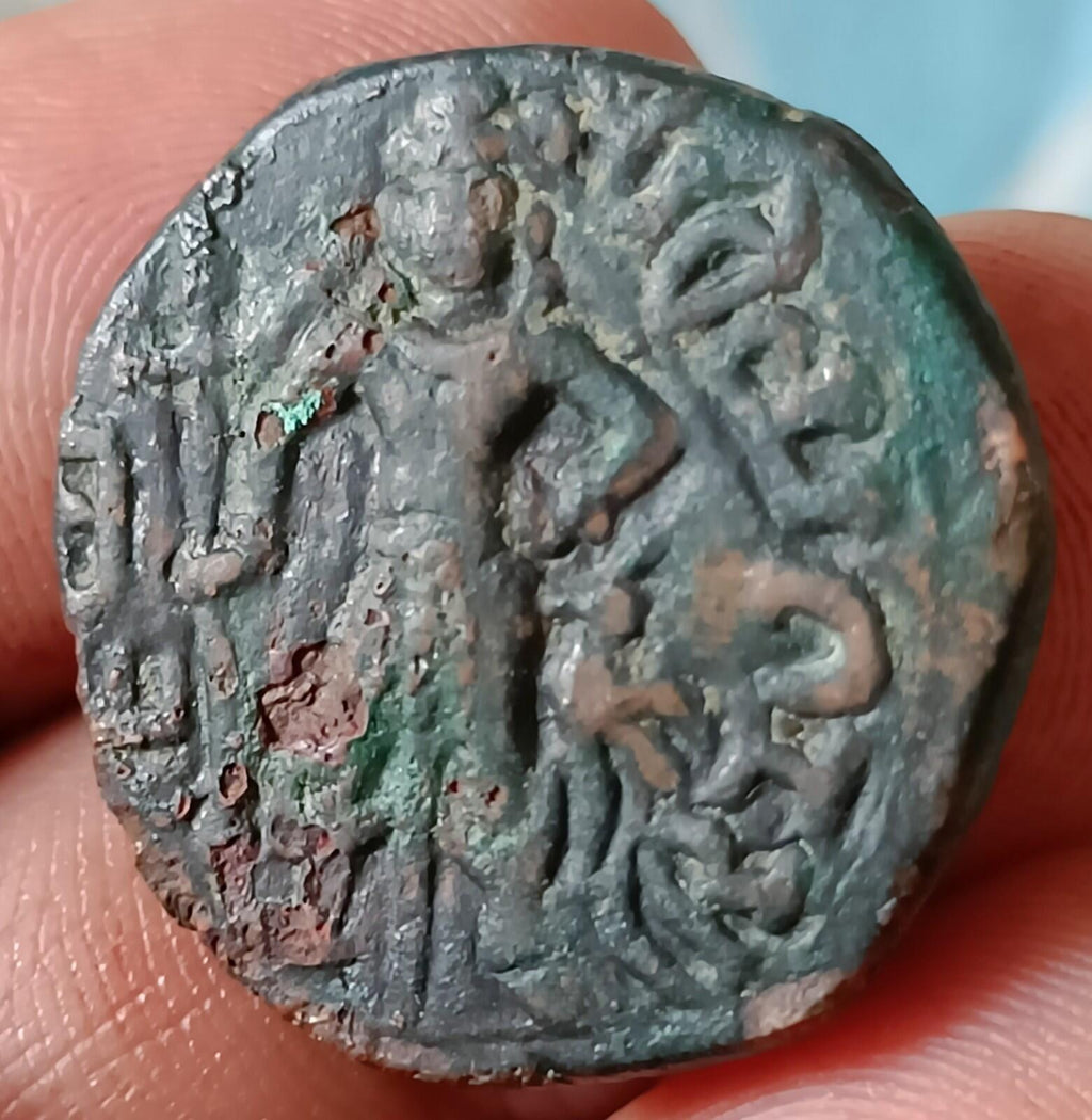 #X7# Punjab tribals Yodheya dynasty 400AD Bronge Ancient coin india very rare
