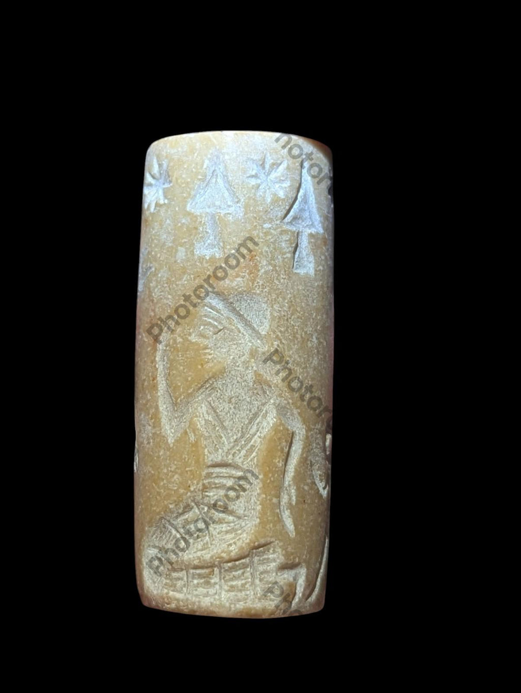 Agate Stone King Ancient Near Eastern  Cylinder Intaglio Bead