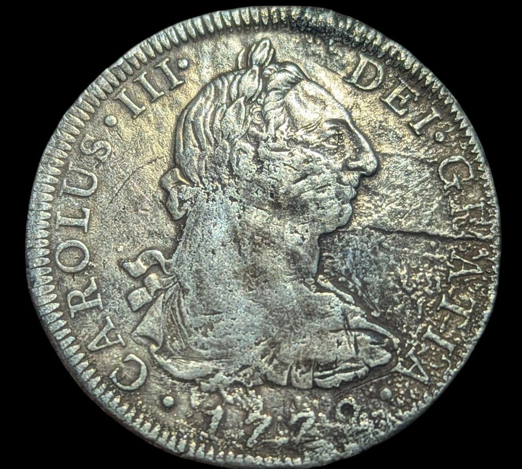 Mexico 1772 Mo FM INVERTED ERROR Silver 8 Reales Sea Salvaged .Calico-1104?