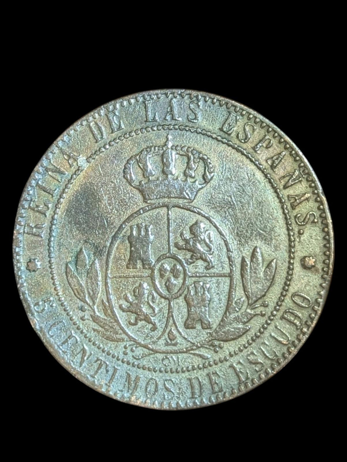 Espagne espagnol - Isabelle II, 5 Cents de 1867 Écu. Barcelone