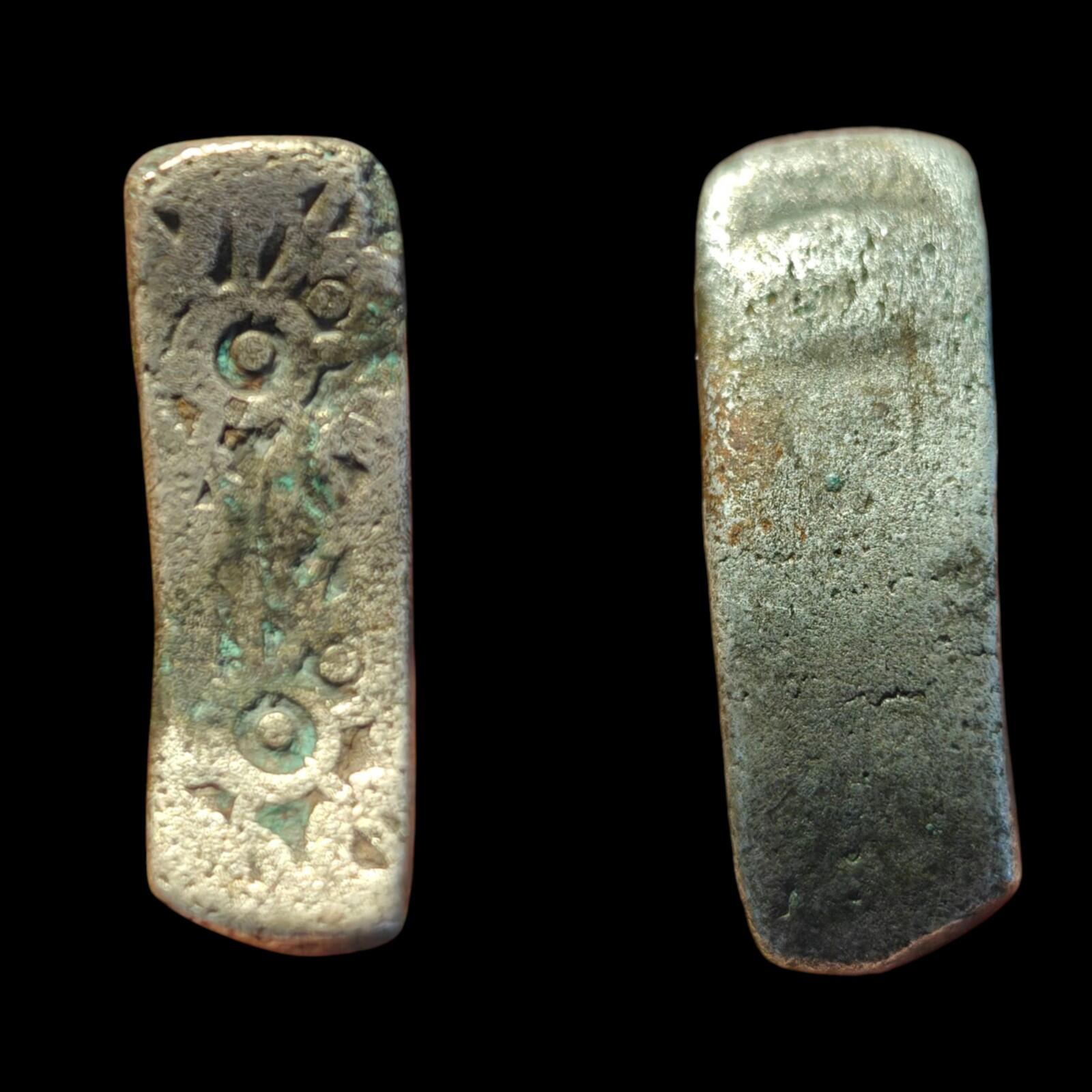 ⭐INDIA⭐. Ancient GANDHARA JANAPADA Authentic OLD 600 B.C Silver Bent Bar.*"