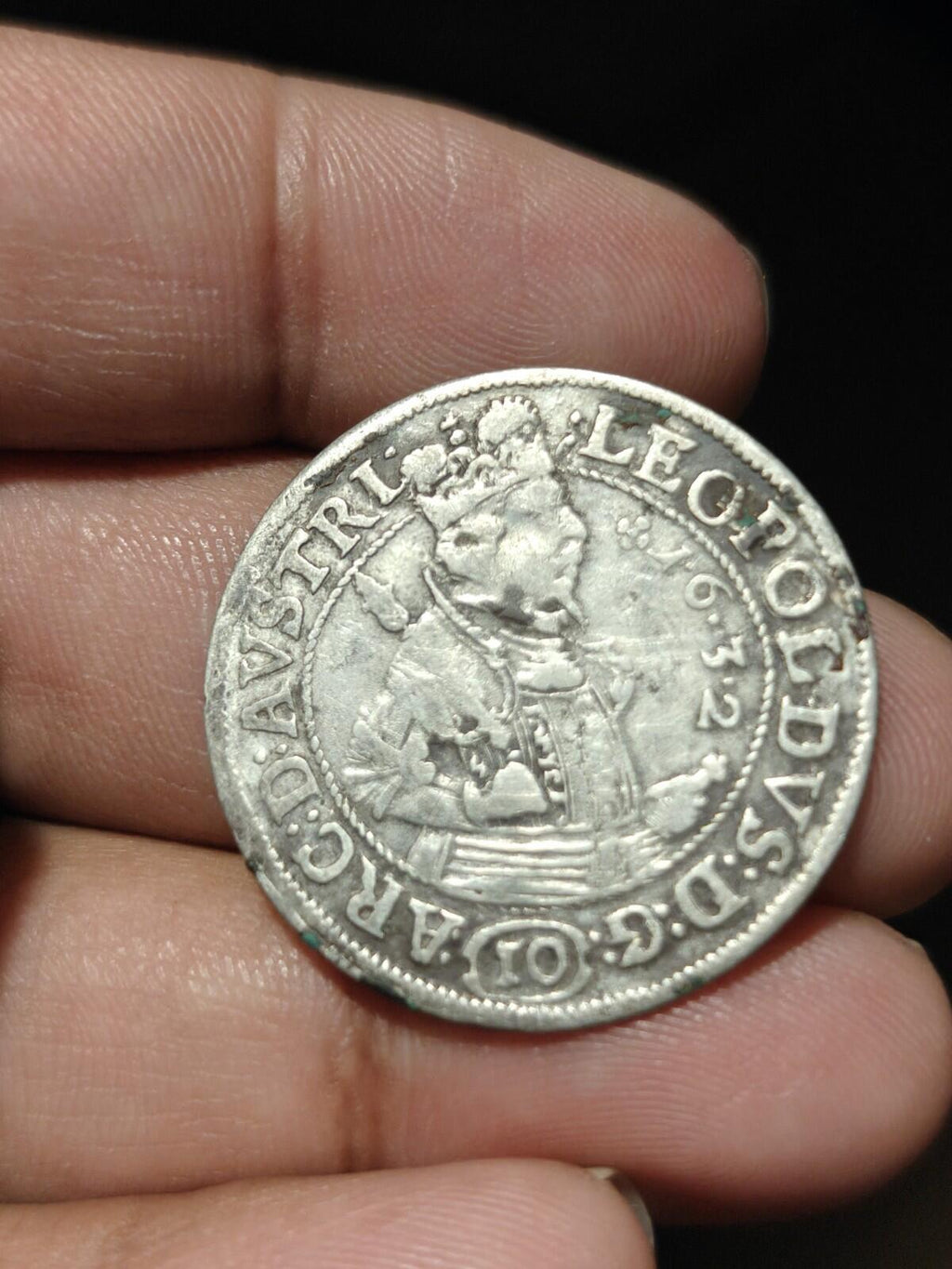 1632 AUSTRIA Archduke Leopold V Genuine Antique SILVER 10 Kreuzer Coin