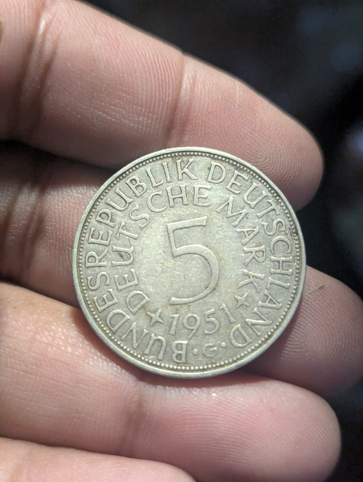 1951-G Germany 5 Marks- Silver- Scarce Better Date Uncirculated