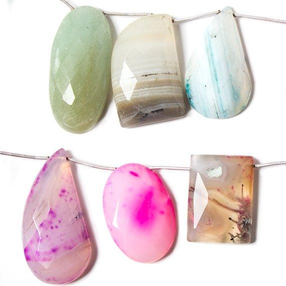 40x30mm Multicolor Agate Top Drilled Beads