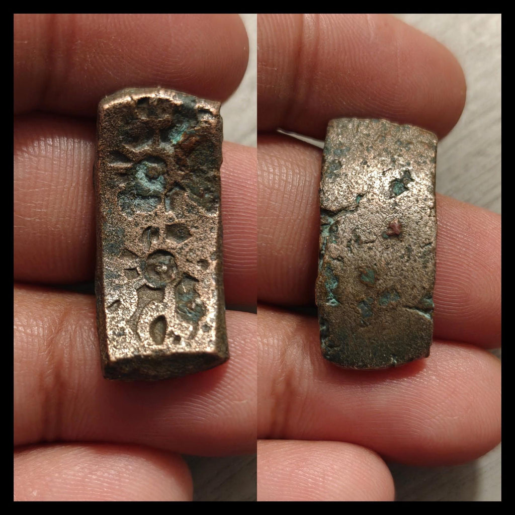 ⭐INDIA⭐. Ancient GANDHARA JANAPADA Authentic OLD 600 B.C Debased Coin Bent Bar.