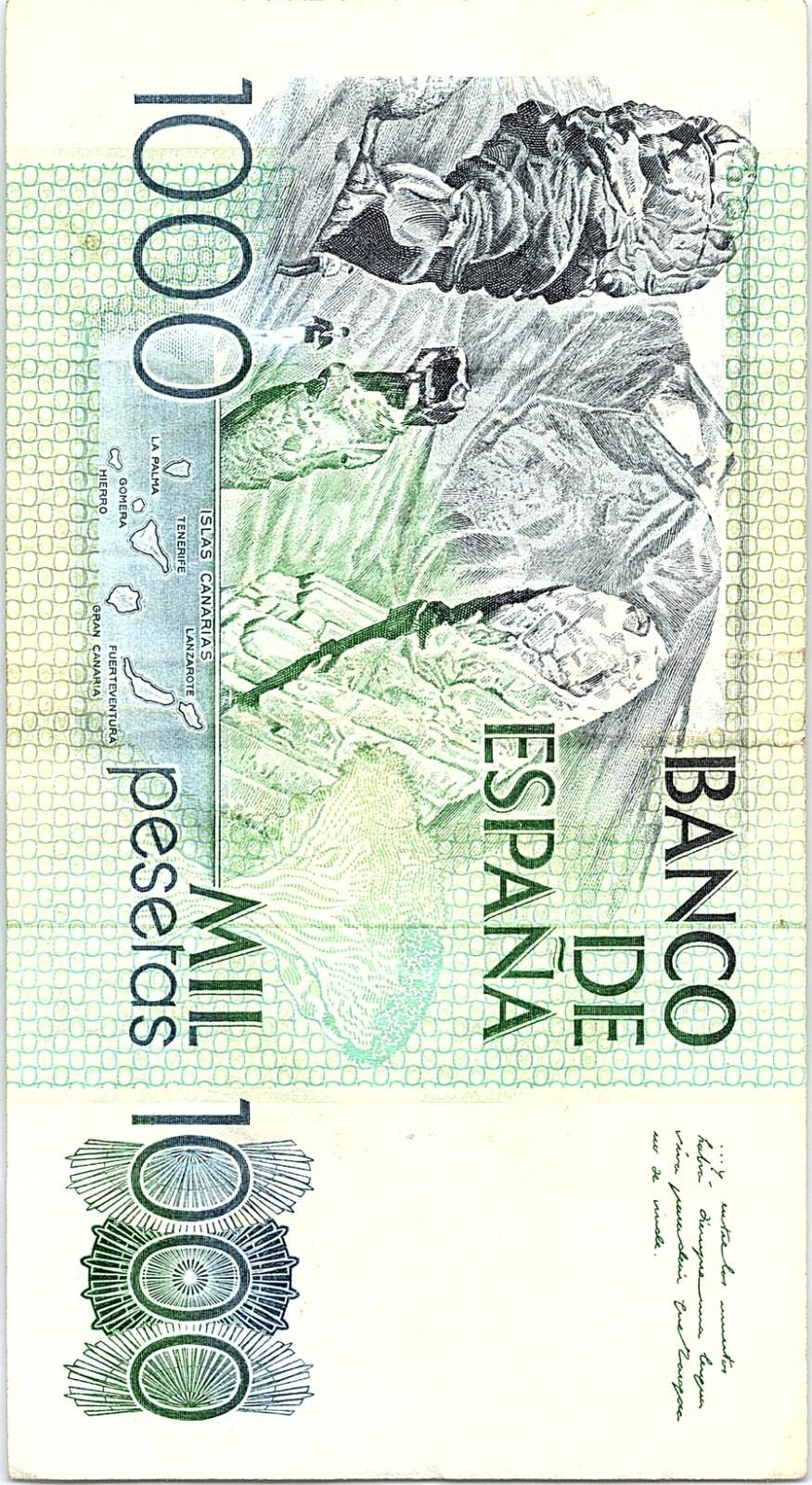 Spain Prefix V UNC Banknote 1000 Pesetas 1979 G Series