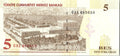 TURKEY. EMISION 5 YTL  G31 BEAUTIFUL NUMBER Circulated