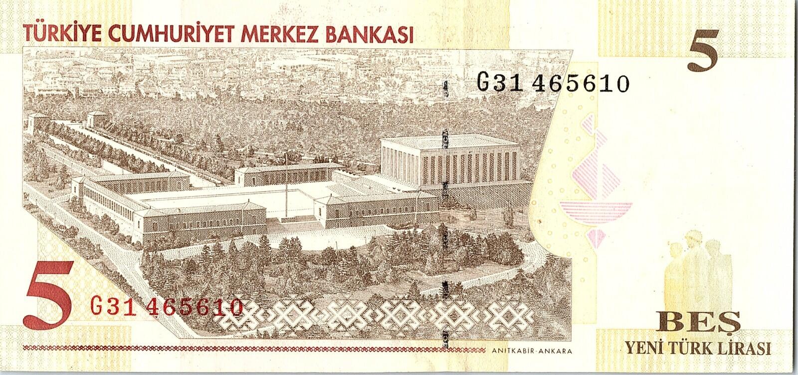 TURKEY. EMISION 5 YTL  G31 BEAUTIFUL NUMBER Circulated