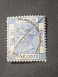 HONG KONG 1882/1902 - QV VICTORIA 5c. WM CROWN+CA -  SC. 40,  Used Rare
