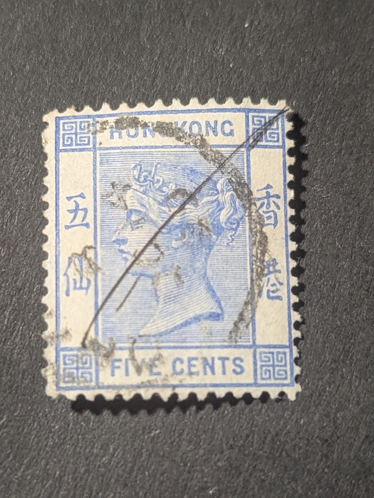 HONG KONG 1882/1902 - QV VICTORIA 5c. WM CROWN+CA -  SC. 40,  Used Rare