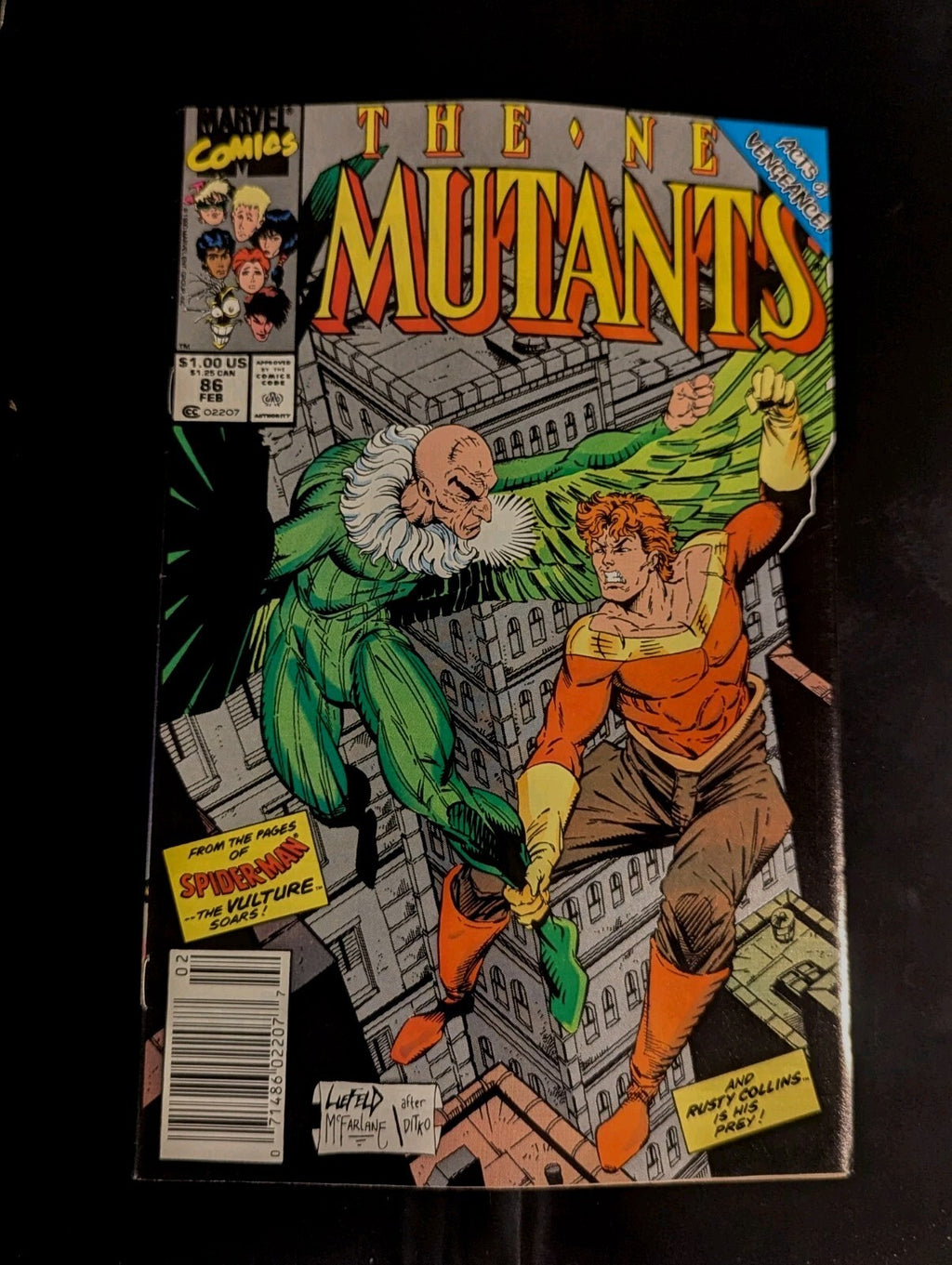 NEW MUTANTS #86 Vulture vs Rusty Collins! Marvel Comic Book ~ Near Mint