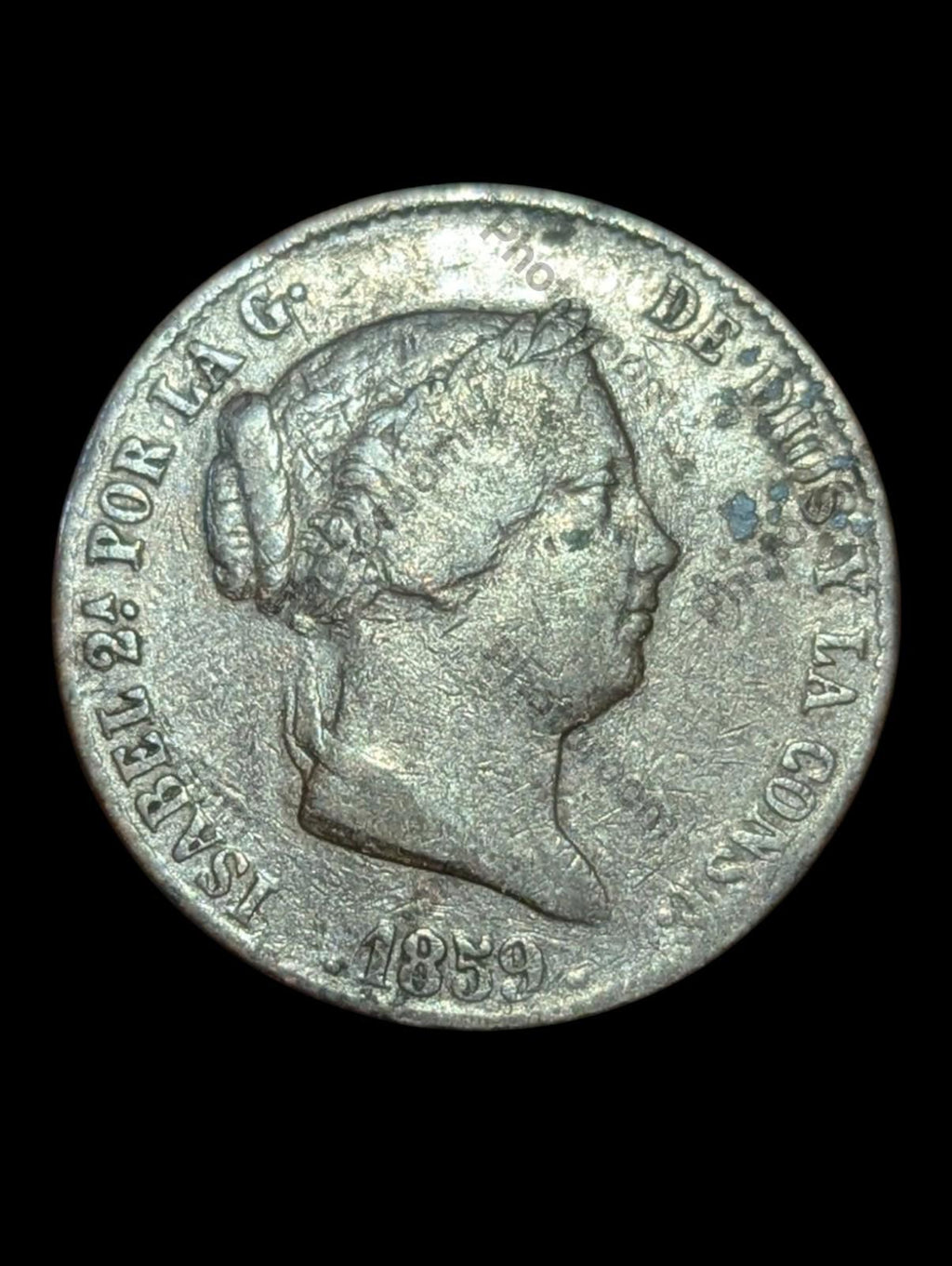 Spain Decimal Coinage 25 Centimos 1859 Isabella II - KM#615.2  🇪🇸