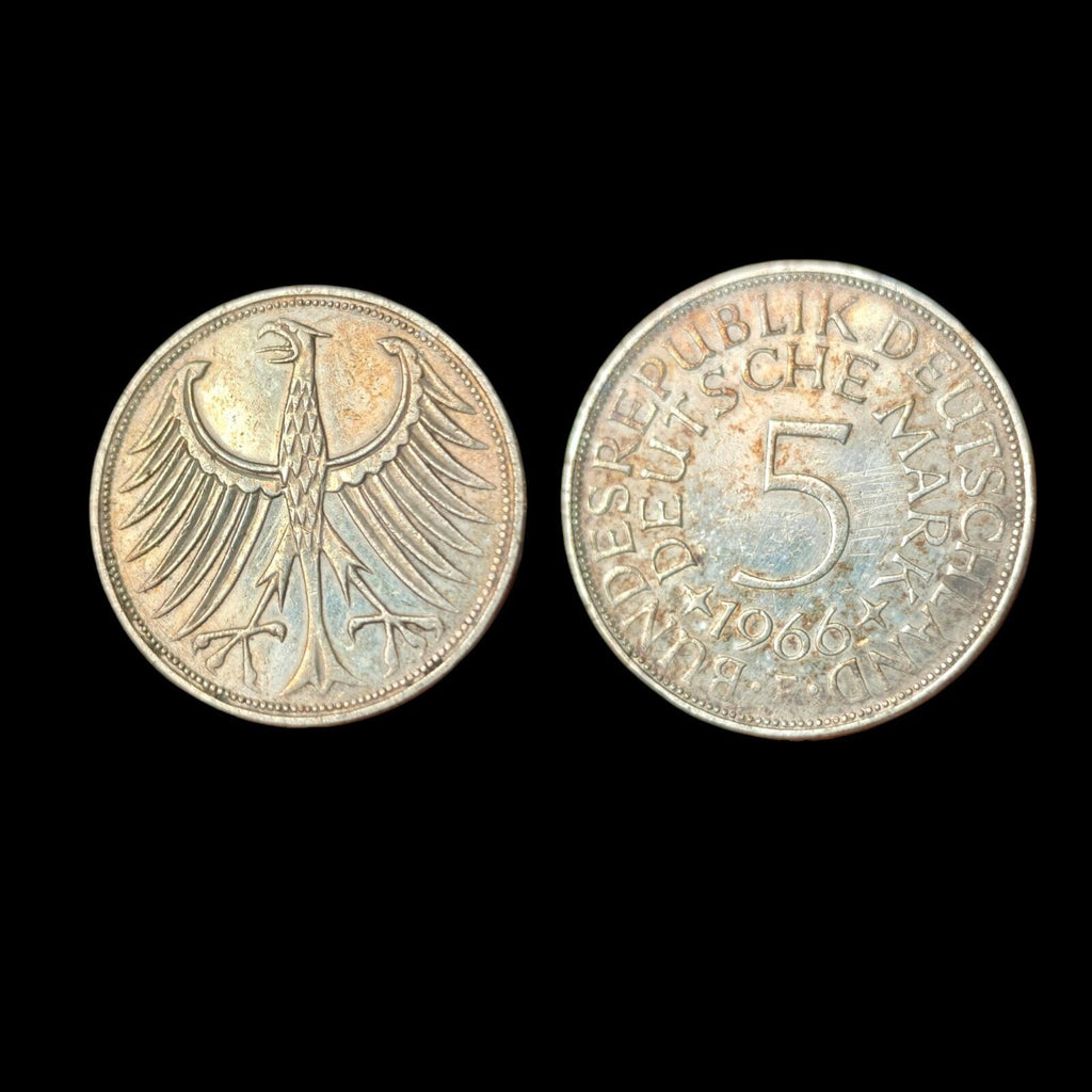 Germany 1966 F 5 Mark  0.625 Silver Coin KM #112.1 Natural Toned