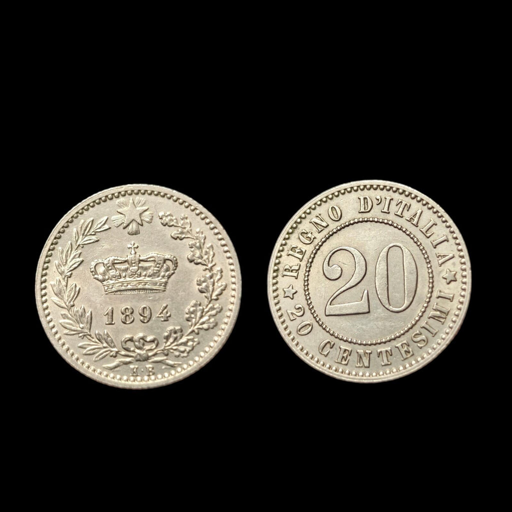 ITALY Kingdom UMBERTO I 1894 KB 20 CENTESIMI Uncirculated
