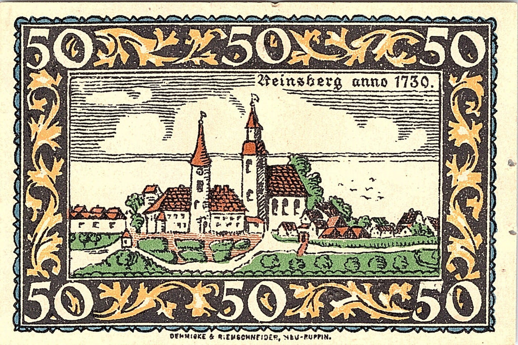 RHEINSBERG NOTGELD 50 PFENNIG 1921 EMERGENCY MONEY GERMANY BANKNOTE Post WWI