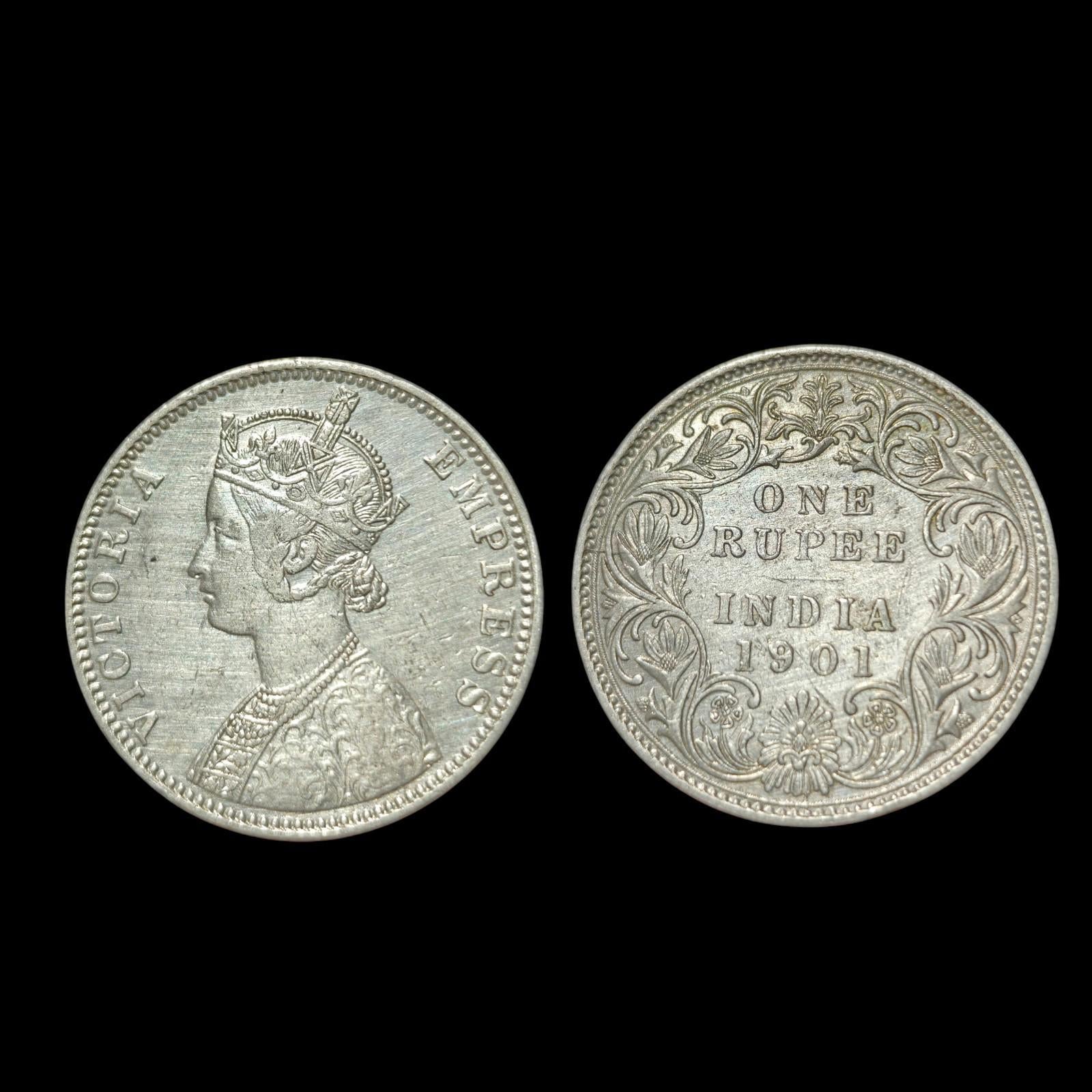 Inde 1 Roupie - 1901 Reine Victoria Inde Britannique KM#492 Pièce en Argent
