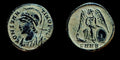 Constantin I, série commémorative, vers 330-354. Æ Nikè SHANI Casque romain